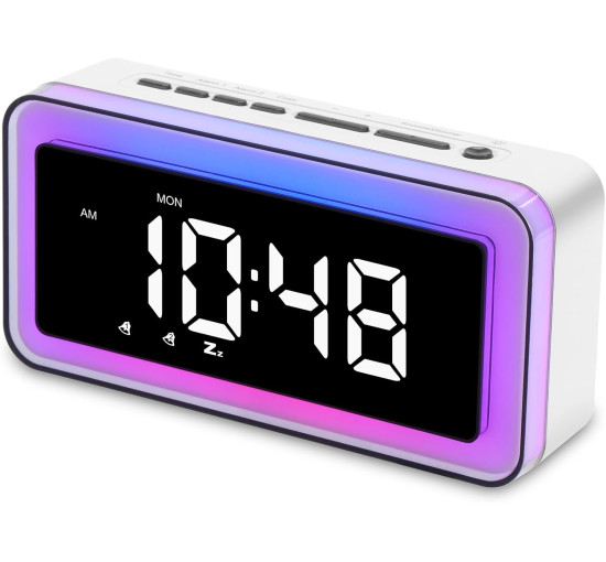 Световой будильник ANNNGUL BT200 с цветной RGB-подсветкой, белый (my-19017)