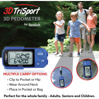 Точний лічильник кроків Realalt 3DTriSport із затискачем та ремінцем синій (my-11144)