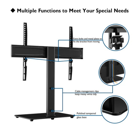 Універсальна настільна тумба під телевізор BONTEC із кронштейном для телевізорів 32–65 дюймів (my-13055)