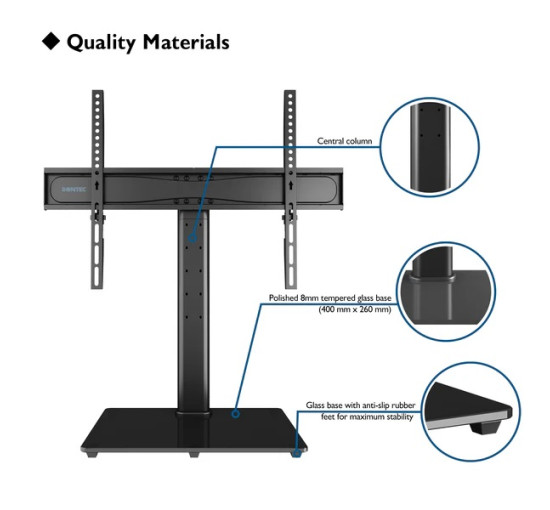 Універсальна настільна тумба під телевізор BONTEC із кронштейном для телевізорів 32–65 дюймів (my-13055)