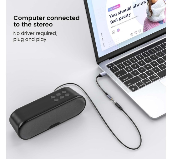 Адаптер MOSWAG USB аудиоадаптер для внешней звуковой карты с 3,5-мм стереоконвертером Aux, черный (my-16072)