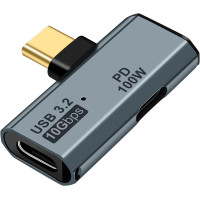 Адаптер Seminer зарядный USB C на два USB C-разветвителя Type C мощностью 100 Вт для iPhone 15 Pro Max, Google TV, серый (my-16073)