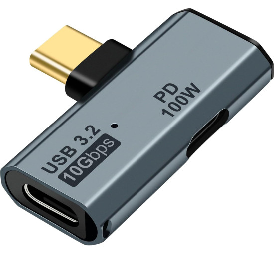 Адаптер Seminer зарядный USB C на два USB C-разветвителя Type C мощностью 100 Вт для iPhone 15 Pro Max, Google TV, серый (my-16073)