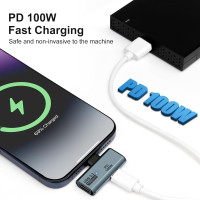 Адаптер Seminer зарядный USB C на два USB C-разветвителя Type C мощностью 100 Вт для iPhone 15 Pro Max, Google TV, серый (my-16073)