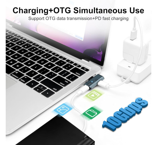 Адаптер Seminer зарядный USB C на два USB C-разветвителя Type C мощностью 100 Вт для iPhone 15 Pro Max, Google TV, серый (my-16073)