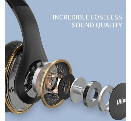 Беспроводные Hi-Fi стереонаушники с микрофоном Uliptz WH203A, 65 часов воспроизведения, черные (my-19007)