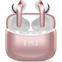 Беспроводные наушники Ajblg X15 35 ​​часов воспроизведения Bluetooth с микрофоном цифровой дисплей розовый (my-8149)