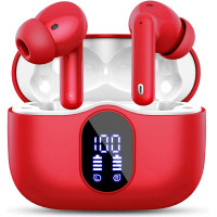 Беспроводные наушники Btootos A90 Pro Bluetooth 5.3 светодиодный дисплей с 4 ENC шумоподавляющими микрофонами красные (my-8146)