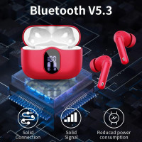 Беспроводные наушники Btootos A90 Pro Bluetooth 5.3 светодиодный дисплей с 4 ENC шумоподавляющими микрофонами красные (my-8146)