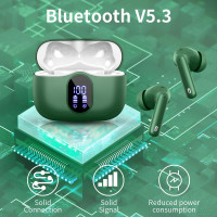 Беспроводные наушники Btootos A90 Pro Bluetooth 5.3 светодиодный дисплей с 4 ENC шумоподавляющими микрофонами зеленые (my-11133)