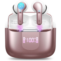 Беспроводные наушники Ordtop 40H Bluetooth USB-C LED Display IP7 розовые (my-8111)