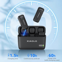 Беспроводной петличный микрофон XIAOLO SZY-MIC03 для iPhone с шумоподавлением для четкой записи звука черный (my-11066)