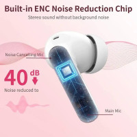 Bluetooth навушники Btootos A90 Pro 36 годин відтворення рожевий (my-8108)