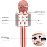 Микрофон для караоке Bluetooth Wster WS-858 розовый (my-8107)