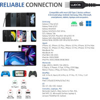 Наушники LUDOS Ultra USB C, совместимы с iPhone 16 15 Pro Max Plus Samsung Galaxy S24 S23 Ultra, черные (my-13042)