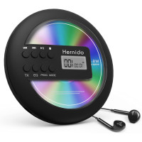 Портативний CD-плеєр Hernido PC0201B для автомобіля з FM-передавачем, 20 годин відтворення чорний (my-11021)