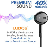 Проводные наушники-вкладыши LUDOS NOVA 3,5-миллиметровый штекерный разъем, совместимый с iPhone, черные (my-13045)