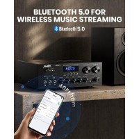 Усилитель мощности Moukey MK0101-US Stereo Receivers with Bluetooth 5.0, 400 Вт 2.0-канальный черный (my-11067)