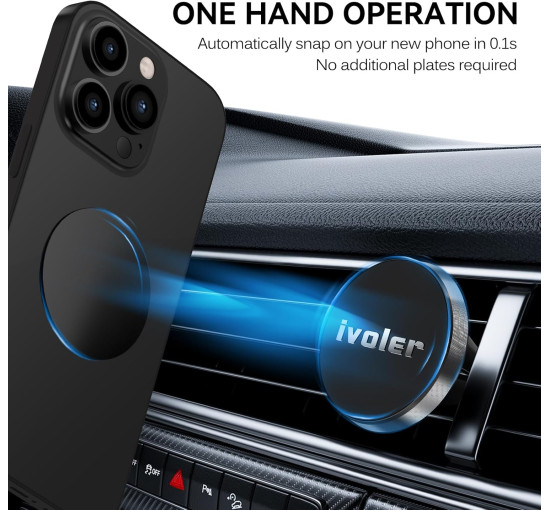 Автомобильный держатель для телефона iVoler магнитный совместимо с iPhone, Samsung, Huawei, Xiaomi, чорный (my-16031)