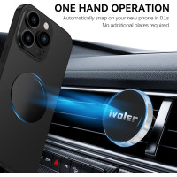 Автомобильный держатель для телефона iVoler магнитный совместимо с iPhone, Samsung, Huawei, Xiaomi, серебристый (my-16014)