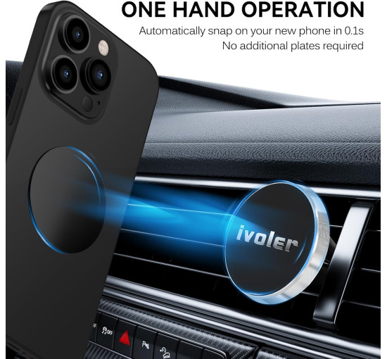 Автомобильный держатель для телефона iVoler магнитный совместимо с iPhone, Samsung, Huawei, Xiaomi, серебристый (my-16014)