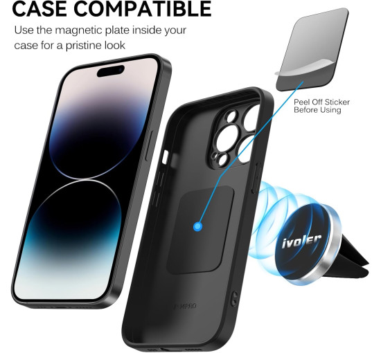 Автомобильный держатель для телефона iVoler магнитный совместимо с iPhone, Samsung, Huawei, Xiaomi, серебристый (my-16014)