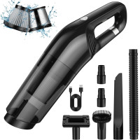 Беспроводной автомобильный пылесос KACNON 77-K6 на аккумуляторе 12000Па  с 4 насадками и сумкой для хранения черный (my-11086)