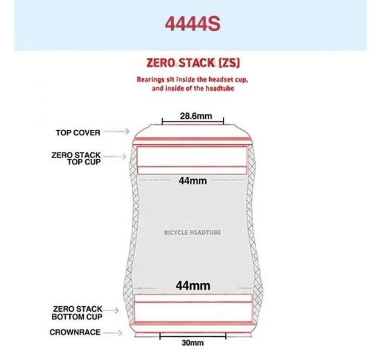 Рульова колонка ZTTO 4444S ZS44/28.6 ZS44/30 для прямого штока вилки та прямої склянки, чорний (my-16079)