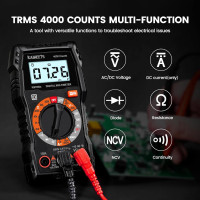 Цифровой мультиметр KAIWEETS KM100s на 4000 отсчетов, тестер напряжения с точными показаниями Ом, черный (my-16010)
