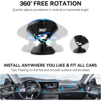 Универсальный магнитный держатель  iVoler 2 шт. в упаковке, для телефона на приборную панель с возможностью вращения на 360°, черный (my-16134)