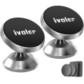 Универсальный магнитный держатель  iVoler 2 шт. в упаковке, для телефона на приборную панель с возможностью вращения на 360°, серебристый (my-16133)