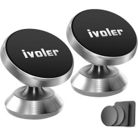 Універсальний магнітний утримувач iVoler 2 шт. в упаковці, для телефону на панель приладів з можливістю обертання на 360°, сріблястий (my-16133)