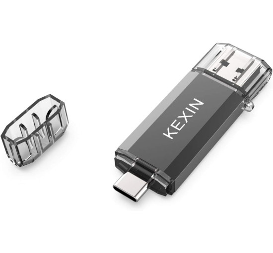 Флеш-накопичувач KEXIN USB C 128 ГБ USB 3.0 для ПК, планшета, ноутбука, телевізора, чорний (my-16085)