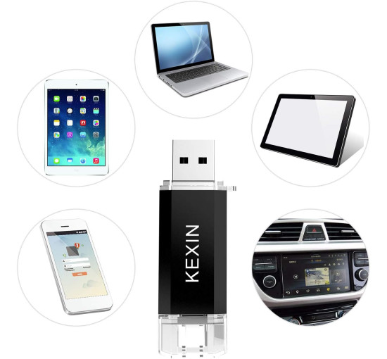 Флеш-накопичувач KEXIN USB C 128 ГБ USB 3.0 для ПК, планшета, ноутбука, телевізора, чорний (my-16085)
