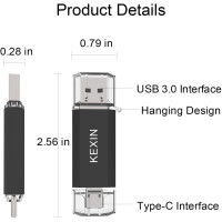 Флэш-накопитель KEXIN USB C 128 ГБ USB 3.0 для ПК, планшета, ноутбука, телевизора, черный (my-16085)