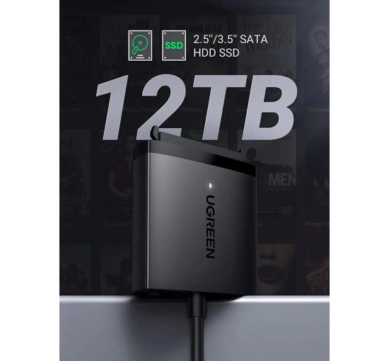 Кабель адаптер UGREEN SATA-USB 3.0 адаптер жорсткого диска SATA I/II/III, чорний (my-16042)