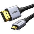Кабель UGREEN 4K Micro HDMI - HDMI 3,3 фути, алюмінієвий корпус, плетений, 18 Гбіт/с, 4K 60 Гц, HDR 3D ARC сумісний з GoPro Hero 7, 6, 5, чорний (my-16049)