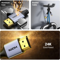 Кабель UGREEN 4K Micro HDMI - HDMI 3,3 фути, алюмінієвий корпус, плетений, 18 Гбіт/с, 4K 60 Гц, HDR 3D ARC сумісний з GoPro Hero 7, 6, 5, чорний (my-16049)