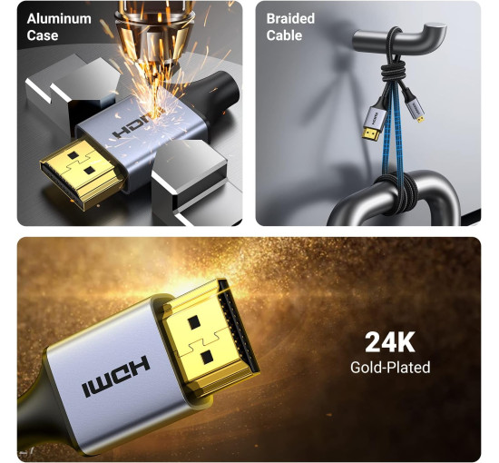 Кабель UGREEN 4K Micro HDMI - HDMI 3,3 фути, алюмінієвий корпус, плетений, 18 Гбіт/с, 4K 60 Гц, HDR 3D ARC сумісний з GoPro Hero 7, 6, 5, чорний (my-16049)