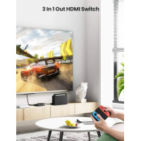 Переключатель HDMI с ДУ UGREEN HDMI Switcher 3In1 Out 4K@30HZ, черный (my-16043)