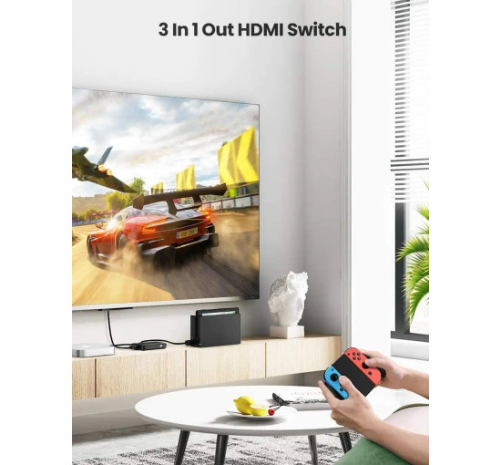 Перемикач HDMI із ДУ UGREEN HDMI Switcher 3In1 Out 4K@30HZ, чорний (my-16043)