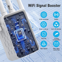 Ретранслятор сигнала WiFi QflFdetall 2A2F4-U10 300 Мбит/с, до 120 кв, 2,4 ГГц, 4 антенны (my-19018)