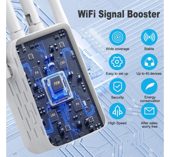 Ретранслятор сигнала WiFi QflFdetall 2A2F4-U10 300 Мбит/с, до 120 кв, 2,4 ГГц, 4 антенны (my-19018)