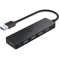 USB3.0 HUB Ultra Slim Aceele AC-T10 5портов (4 для данных, 1 для питания) - SuperSpeed ​​5 Гбит/с - для MacBook Air/Pro, черный (my-16096)