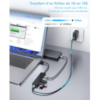 USB3.0 HUB Ultra Slim Aceele AC-T10 5портов (4 для данных, 1 для питания) - SuperSpeed ​​5 Гбит/с - для MacBook Air/Pro, черный (my-16096)