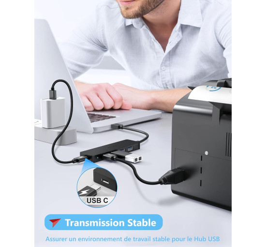 USB3.0 HUB Ultra Slim Aceele AC-T10 5портов (4 для данных, 1 для питания) - SuperSpeed ​​5 Гбит/с - для MacBook Air/Pro, черный (my-16096)