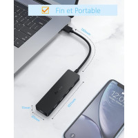 USB3.0 HUB Ultra Slim Aceele AC-T10 5портів (4 для даних, 1 для живлення) - SuperSpeed ​​5 Гбіт/с - для MacBook Air/Pro, чорний (my-16096)