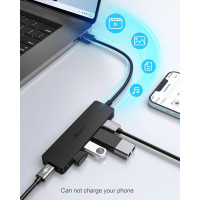 USB3.0 HUB Ultra Slim Aceele AC-T10 5портів (4 для даних, 1 для живлення) - SuperSpeed ​​5 Гбіт/с - для MacBook Air/Pro, чорний (my-16096)