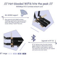 Wi-Fi-карта Ubit WiFi 6 AX3000E PCIE Max 2974 Мбит/с, трёхдиапазонная (my-19004)
