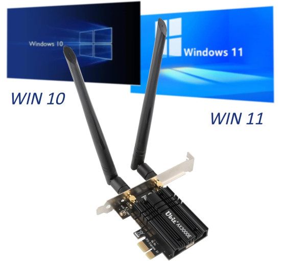 Wi-Fi-карта Ubit WiFi 6 AX3000E PCIE Max 2974 Мбит/с, трёхдиапазонная (my-19004)